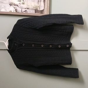 LL Bean women's cardigan extra small 100% cotton black unique knit